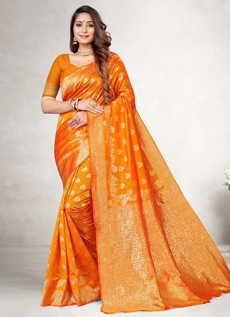 Orange Colour Lakshya Vidya vol 05 Designer Festive Wedding Wear Jacquard Silk Heavy Latest Saree Collection 5004